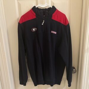 Vineyard Vines Black Pullover with zipper and Georgia Bulldogs Patch